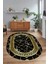 Dijital Baskılı Kaymaz Taban Yıkanabilir Mermer Oval Yolluk Salon Halısı, N-O-Mermer-18-Siyah, 5