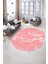 Dijital Baskılı Kaymaz Taban Yıkanabilir Mermer Oval Yolluk Salon Halısı, N-O-Mermer-01-Pembe, 2