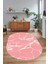 Dijital Baskılı Kaymaz Taban Yıkanabilir Mermer Oval Yolluk Salon Halısı, N-O-Mermer-01-Pembe, 5