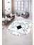 Dijital Baskılı Kaymaz Taban Yıkanabilir Mermer Oval Yolluk Salon Halısı, N-O-Mermer-20-Mavi, 2