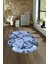Dijital Baskılı Kaymaz Taban Yıkanabilir Mermer Oval Yolluk Salon Halısı, N-O-Mermer-30-Mavi, 1