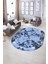 Dijital Baskılı Kaymaz Taban Yıkanabilir Mermer Oval Yolluk Salon Halısı, N-O-Mermer-30-Mavi, 2