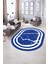 Dijital Baskılı Kaymaz Taban Yıkanabilir Mermer Oval Yolluk Salon Halısı, N-O-Mermer-22-Mavi, 2