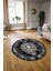 Dijital Baskılı Kaymaz Yıkanabilir Klasik Yuvarlak Mutfak Salon Halısı, N-Y-Klasik-25-Siyah, 1