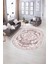 Dijital Baskılı Kaymaz Yıkanabilir Klasik Oval Yolluk Mutfak Salon Halısı, N-O-Klasik-09-Pembe, 3
