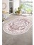 Dijital Baskılı Kaymaz Yıkanabilir Klasik Oval Yolluk Mutfak Salon Halısı, N-O-Klasik-09-Pembe, 4