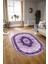 Dijital Baskılı Kaymaz Yıkanabilir Klasik Oval Yolluk Mutfak Salon Halısı, N-O-Klasik-29-Mor, 1