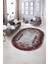 Dijital Baskılı Kaymaz Yıkanabilir Klasik Oval Yolluk Mutfak Salon Halısı, N-O-Klasik-08-Bordo, 3