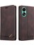 Oppo A78 4g Premium Deri Premium Deri Kickstand Iki Kart Için Kılıf (Yurt Dışından) 1