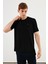 Erkek Bisiklet Yaka T-Shirt %100 Pamuk Nakış Detaylı Basic Siyah Tişört MTLCE89 1