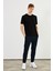 Erkek Bisiklet Yaka T-Shirt %100 Pamuk Nakış Detaylı Basic Siyah Tişört MTLCE89 3