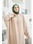 6618-MODAL Süs Düğmeli Abaya Bej 2