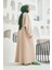 6618-MODAL Süs Düğmeli Abaya Bej 3