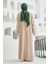 6618-MODAL Süs Düğmeli Abaya Bej 4