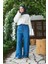 1105-DENIM Lastikli Pantolon Açık Mavi 1