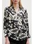 Çiçek Desenli Saten Gömlek Siyah 2