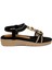 24Y120-4 Kadın Masajlı Taşlı Günlük Comfort Sandalet Siyah 2