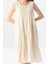 Kolsuz Şile Bezi Şule Midi Boy Fırfır Detaylı Yazlık Elbise Krem Krm 3