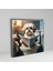 Tekli Kare Kanvas Banyo Tablosu Gazete Okuyan Shih Tzu Köpek 2