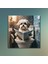 Tekli Kare Kanvas Banyo Tablosu Gazete Okuyan Shih Tzu Köpek 3