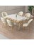 Jita Serisi 90x160 Lak Panel Beyaz Mermer Desen Masa Takımı 6 Krem Sandalye 2