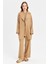 Kırma Detaylı Bluz Ceket Pantolon Takım Camel 1