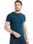Erkek Çelik Mavi Bisiklet Yaka Likralı Pamuklu Kısa Kollu T Shirt 1