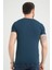 Erkek Çelik Mavi Bisiklet Yaka Likralı Pamuklu Kısa Kollu T Shirt 2