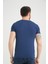Erkek Gece Mavi Bisiklet Yaka Pamuklu Kısa Kollu T Shirt 2