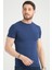 Erkek Gece Mavi Bisiklet Yaka Pamuklu Kısa Kollu T Shirt 3