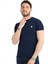 Erkek Koyu Lacivert Bisiklet Yaka Likralı Pamuklu Kısa Kollu T Shirt 2