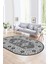 Dijital Baskılı Kaymaz Yıkanabilir Etnik Oval Yolluk Mutfak Salon Halısı, N-O-Etnik-08-Gri, 2
