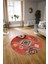 Dijital Baskılı Kaymaz Yıkanabilir Etnik Desen Yuvarlak Mutfak Salon Halısı, N-Y-Etnik-01-Kırmızı, 4