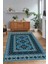 Dijital Baskılı Kaymaz Taban Yıkanabilir Etnik Yolluk Mutfak Salon Halısı, N-Etnik-04-Mavi, 1