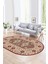Dijital Baskılı Kaymaz Yıkanabilir Etnik Oval Yolluk Mutfak Salon Halısı, N-O-Etnik-08-Bordo, 2