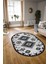 Dijital Baskılı Kaymaz Yıkanabilir Etnik Oval Yolluk Mutfak Salon Halısı, N-O-Etnik-02-Gri, 4