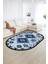 Dijital Baskılı Kaymaz Yıkanabilir Etnik Oval Yolluk Mutfak Salon Halısı, N-O-Etnik-02-Mavi, 3