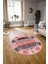 Dijital Baskılı Kaymaz Yıkanabilir Etnik Desen Yuvarlak Mutfak Salon Halısı, N-Y-Etnik-15-Pembe, 4