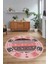 Dijital Baskılı Kaymaz Yıkanabilir Etnik Desen Yuvarlak Mutfak Salon Halısı, N-Y-Etnik-15-Pembe, 1