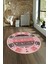 Dijital Baskılı Kaymaz Yıkanabilir Etnik Desen Yuvarlak Mutfak Salon Halısı, N-Y-Etnik-15-Pembe, 5