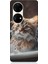 Huawei P50 Pro Uyumlu Banyo Yapan Kedi Desenli Silikon Kılıf 1