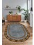 Dijital Kaymaz Yıkanabilir Çerçeveli Oval Yolluk Mutfak Salon Halısı, N-O-Çerçeveli-48-Gri, 4