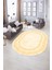 Dijital Kaymaz Yıkanabilir Çerçeveli Oval Yolluk Mutfak Salon Halısı, N-O-Çerçeveli-05-Krem, 1