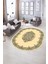 Dijital Kaymaz Yıkanabilir Çerçeveli Oval Yolluk Mutfak Salon Halısı, N-O-Çerçeveli-22-Krem, 1