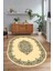 Dijital Kaymaz Yıkanabilir Çerçeveli Oval Yolluk Mutfak Salon Halısı, N-O-Çerçeveli-22-Krem, 4
