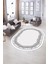 Dijital Kaymaz Yıkanabilir Çerçeveli Oval Yolluk Mutfak Salon Halısı, N-O-Çerçeveli-34-Gri, 1