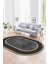 Dijital Kaymaz Yıkanabilir Çerçeveli Oval Yolluk Mutfak Salon Halısı, N-O-Çerçeveli-35-Gri, 5