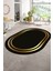 Dijital Kaymaz Yıkanabilir Çerçeveli Oval Yolluk Mutfak Salon Halısı, N-O-Çerçeveli-38-Gold, 2