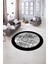 Dijital Kaymaz Yıkanabilir Çerçeveli Desen Yuvarlak Mutfak Salon Halısı, N-Y-Çerçeveli-16-Siyah, 1