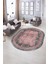 Dijital Kaymaz Yıkanabilir Çerçeveli Oval Yolluk Mutfak Salon Halısı, N-O-Çerçeveli-14-Pembe, 1